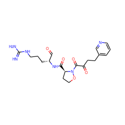 N=C(N)NCCC[C@H](C=O)NC(=O)[C@@H]1CCON1C(=O)C(=O)CCc1cccnc1 ZINC000026826323