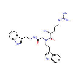 N=C(N)NCCC[C@H](N)C(=O)N(CCc1c[nH]c2ccccc12)CC(=O)NCCc1c[nH]c2ccccc12 ZINC000028824978