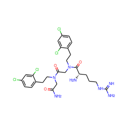 N=C(N)NCCC[C@H](N)C(=O)N(CCc1ccc(Cl)cc1Cl)CC(=O)N(CCc1ccc(Cl)cc1Cl)CC(N)=O ZINC000028824972