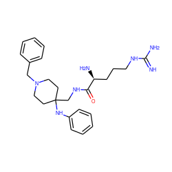 N=C(N)NCCC[C@H](N)C(=O)NCC1(Nc2ccccc2)CCN(Cc2ccccc2)CC1 ZINC000299830979