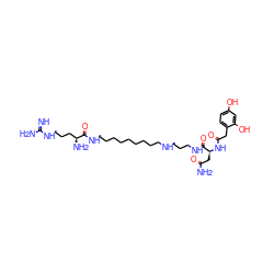 N=C(N)NCCC[C@H](N)C(=O)NCCCCCCCCCNCCCNC(=O)[C@H](CC(N)=O)NC(=O)Cc1ccc(O)cc1O ZINC000095594612