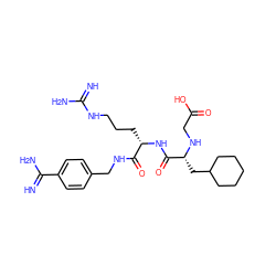 N=C(N)NCCC[C@H](NC(=O)[C@@H](CC1CCCCC1)NCC(=O)O)C(=O)NCc1ccc(C(=N)N)cc1 ZINC000103258373