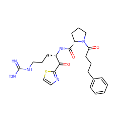 N=C(N)NCCC[C@H](NC(=O)[C@@H]1CCCN1C(=O)CCCc1ccccc1)C(=O)c1nccs1 ZINC000027564629