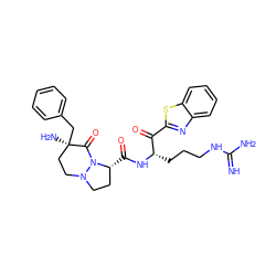 N=C(N)NCCC[C@H](NC(=O)[C@@H]1CCN2CC[C@@](N)(Cc3ccccc3)C(=O)N12)C(=O)c1nc2ccccc2s1 ZINC000003831679