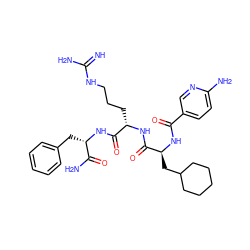 N=C(N)NCCC[C@H](NC(=O)[C@H](CC1CCCCC1)NC(=O)c1ccc(N)nc1)C(=O)N[C@@H](Cc1ccccc1)C(N)=O ZINC000029220495