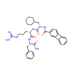 N=C(N)NCCC[C@H](NC(=O)[C@H](CC1CCCCC1)NC(=O)c1ccc2c(c1)-c1ccccc1-2)C(=O)N[C@@H](Cc1ccccc1)C(N)=O ZINC000029218904