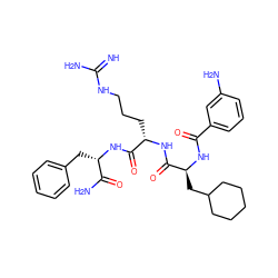 N=C(N)NCCC[C@H](NC(=O)[C@H](CC1CCCCC1)NC(=O)c1cccc(N)c1)C(=O)N[C@@H](Cc1ccccc1)C(N)=O ZINC000029223435