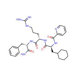 N=C(N)NCCC[C@H](NC(=O)[C@H](CC1CCCCC1)NC(=O)c1ccccn1)C(=O)N[C@@H](Cc1ccccc1)C(N)=O ZINC000029218752