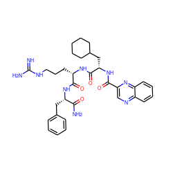 N=C(N)NCCC[C@H](NC(=O)[C@H](CC1CCCCC1)NC(=O)c1cnc2ccccc2n1)C(=O)N[C@@H](Cc1ccccc1)C(N)=O ZINC000029224172