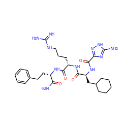 N=C(N)NCCC[C@H](NC(=O)[C@H](CC1CCCCC1)NC(=O)c1n[nH]c(N)n1)C(=O)N[C@@H](CCc1ccccc1)C(N)=O ZINC000029219409