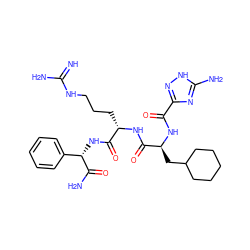 N=C(N)NCCC[C@H](NC(=O)[C@H](CC1CCCCC1)NC(=O)c1n[nH]c(N)n1)C(=O)N[C@H](C(N)=O)c1ccccc1 ZINC000029220515