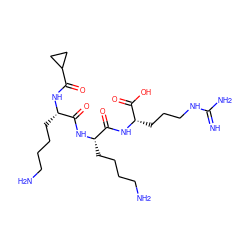 N=C(N)NCCC[C@H](NC(=O)[C@H](CCCCN)NC(=O)[C@H](CCCCN)NC(=O)C1CC1)C(=O)O ZINC000299831682