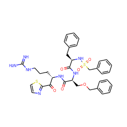 N=C(N)NCCC[C@H](NC(=O)[C@H](COCc1ccccc1)NC(=O)[C@@H](Cc1ccccc1)NS(=O)(=O)Cc1ccccc1)C(=O)c1nccs1 ZINC000027327289