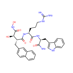 N=C(N)NCCC[C@H](NC(=O)[C@H](Cc1ccc2ccccc2c1)[C@@H](O)C(=O)NO)C(=O)N[C@@H](Cc1c[nH]c2ccccc12)C(N)=O ZINC000095583477
