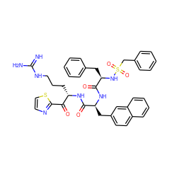 N=C(N)NCCC[C@H](NC(=O)[C@H](Cc1ccc2ccccc2c1)NC(=O)[C@@H](Cc1ccccc1)NS(=O)(=O)Cc1ccccc1)C(=O)c1nccs1 ZINC000085562711