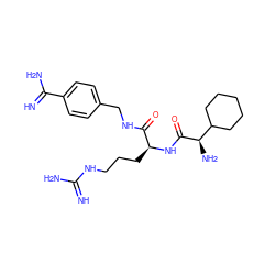 N=C(N)NCCC[C@H](NC(=O)[C@H](N)C1CCCCC1)C(=O)NCc1ccc(C(=N)N)cc1 ZINC000103258375