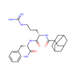 N=C(N)NCCC[C@H](NC(=O)C12CC3CC(CC(C3)C1)C2)C(=O)N[C@@H](Cc1ccccc1)C(N)=O ZINC000043102258