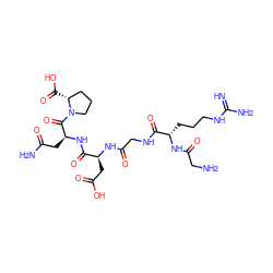 N=C(N)NCCC[C@H](NC(=O)CN)C(=O)NCC(=O)N[C@@H](CC(=O)O)C(=O)N[C@@H](CC(N)=O)C(=O)N1CCC[C@H]1C(=O)O ZINC000003934113