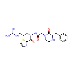 N=C(N)NCCC[C@H](NC(=O)CN1CCN[C@@H](Cc2ccccc2)C1=O)C(=O)c1nccs1 ZINC000013487896