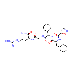 N=C(N)NCCC[C@H](NC(=O)CNC(=O)[C@H](NC(=O)[C@H](CC1CCCCC1)NC(=O)c1ccno1)C1CCCCC1)C(N)=O ZINC001772571868