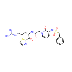 N=C(N)NCCC[C@H](NC(=O)Cn1cccc(NS(=O)(=O)Cc2ccccc2)c1=O)C(=O)c1nccs1 ZINC000003814057