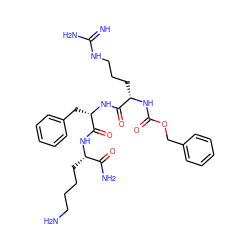 N=C(N)NCCC[C@H](NC(=O)OCc1ccccc1)C(=O)N[C@@H](Cc1ccccc1)C(=O)N[C@@H](CCCCN)C(N)=O ZINC000096909421