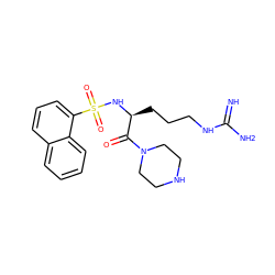 N=C(N)NCCC[C@H](NS(=O)(=O)c1cccc2ccccc12)C(=O)N1CCNCC1 ZINC000028644703