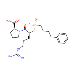 N=C(N)NCCC[C@H](O[P@](=O)(O)CCCCc1ccccc1)C(=O)N1CCC[C@H]1C(=O)O ZINC000026250332