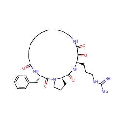 N=C(N)NCCC[C@H]1NC(=O)[C@H]2CCCN2C(=O)[C@H](Cc2ccccc2)NC(=O)CCCCCCCCCNC(=O)C1=O ZINC000026739619