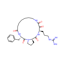 N=C(N)NCCC[C@H]1NC(=O)[C@H]2CCCN2C(=O)[C@H](Cc2ccccc2)NC(=O)CCCCCCNC(=O)C1=O ZINC000026737019