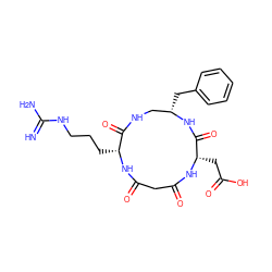 N=C(N)NCCC[C@H]1NC(=O)CC(=O)N[C@@H](CC(=O)O)C(=O)N[C@@H](Cc2ccccc2)CNC1=O ZINC000045286606