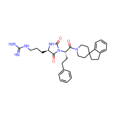 N=C(N)NCCC[C@H]1NC(=O)N([C@@H](CCc2ccccc2)C(=O)N2CCC3(CCc4ccccc43)CC2)C1=O ZINC000026274285