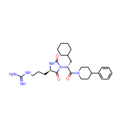 N=C(N)NCCC[C@H]1NC(=O)N([C@H](CC2CCCCC2)C(=O)N2CCC(c3ccccc3)CC2)C1=O ZINC000026279948