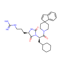 N=C(N)NCCC[C@H]1NC(=O)N([C@H](CC2CCCCC2)C(=O)N2CCC3(C=Cc4ccccc43)CC2)C1=O ZINC000026270447