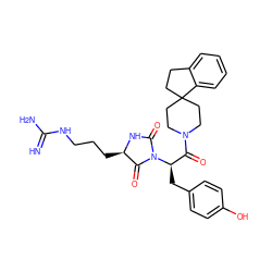 N=C(N)NCCC[C@H]1NC(=O)N([C@H](Cc2ccc(O)cc2)C(=O)N2CCC3(CCc4ccccc43)CC2)C1=O ZINC000026271846