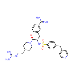 N=C(N)NCCC1CCN(C(=O)[C@H](Cc2cccc(C(=N)N)c2)NS(=O)(=O)c2ccc(Cc3ccncc3)cc2)CC1 ZINC000034689227