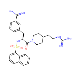 N=C(N)NCCC1CCN(C(=O)[C@H](Cc2cccc(C(=N)N)c2)NS(=O)(=O)c2cccc3ccccc23)CC1 ZINC000034717889