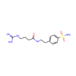 N=C(N)NCCCC(=O)NCCc1ccc(S(N)(=O)=O)cc1 ZINC000299824242