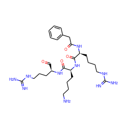 N=C(N)NCCCC[C@H](NC(=O)Cc1ccccc1)C(=O)N[C@@H](CCCCN)C(=O)N[C@H](C=O)CCCNC(=N)N ZINC000044405808