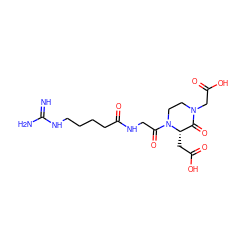 N=C(N)NCCCCC(=O)NCC(=O)N1CCN(CC(=O)O)C(=O)[C@@H]1CC(=O)O ZINC000013777958