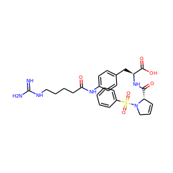 N=C(N)NCCCCC(=O)Nc1ccc(C[C@H](NC(=O)[C@@H]2C=CCN2S(=O)(=O)c2ccccc2)C(=O)O)cc1 ZINC001772575035