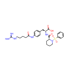 N=C(N)NCCCCC(=O)Nc1ccc(C[C@H](NC(=O)[C@@H]2CCCCN2S(=O)(=O)c2ccccc2)C(=O)O)cc1 ZINC001772583219