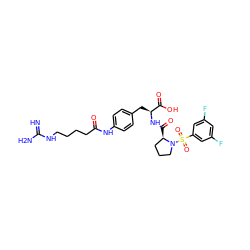 N=C(N)NCCCCC(=O)Nc1ccc(C[C@H](NC(=O)[C@@H]2CCCN2S(=O)(=O)c2cc(F)cc(F)c2)C(=O)O)cc1 ZINC001772641426