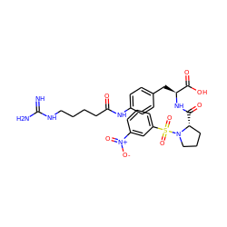N=C(N)NCCCCC(=O)Nc1ccc(C[C@H](NC(=O)[C@@H]2CCCN2S(=O)(=O)c2cccc([N+](=O)[O-])c2)C(=O)O)cc1 ZINC001772588792