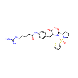 N=C(N)NCCCCC(=O)Nc1ccc(C[C@H](NC(=O)[C@@H]2CCCN2S(=O)(=O)c2cccs2)C(=O)O)cc1 ZINC001772656864