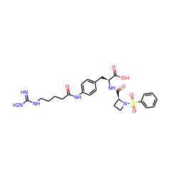 N=C(N)NCCCCC(=O)Nc1ccc(C[C@H](NC(=O)[C@@H]2CCN2S(=O)(=O)c2ccccc2)C(=O)O)cc1 ZINC001772599270