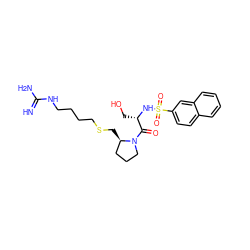 N=C(N)NCCCCSC[C@@H]1CCCN1C(=O)[C@H](CO)NS(=O)(=O)c1ccc2ccccc2c1 ZINC000003807301