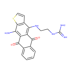 N=C(N)NCCNc1c2c(c(N)c3sccc13)C(=O)c1ccccc1C2=O ZINC000299822818