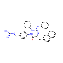 N=C(N)NCc1ccc(NC(=O)[C@@H](Cc2ccc3ccccc3c2)N=C(NC2CCCCC2)NC2CCCCC2)cc1 ZINC000029563801