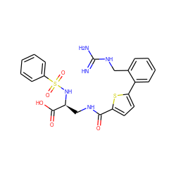 N=C(N)NCc1ccccc1-c1ccc(C(=O)NC[C@H](NS(=O)(=O)c2ccccc2)C(=O)O)s1 ZINC000013487460